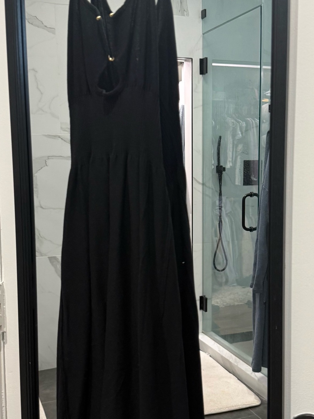 Cider Solid Knit Chain Halter Neck Midi Dress